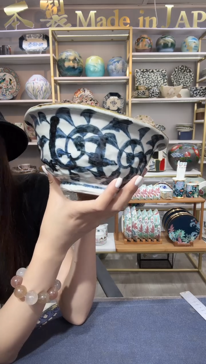 陶瓷唐草18.5厘米面碗一只