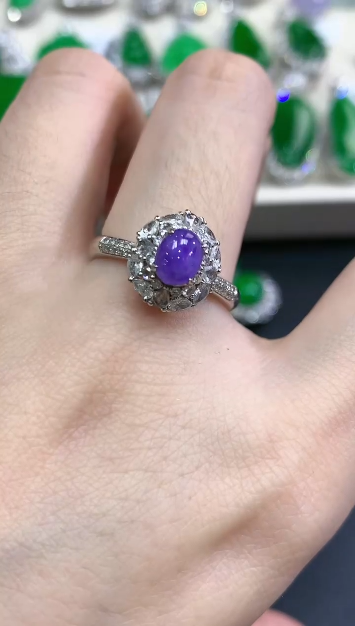 【闪购商品】翡翠戒指18K金镶嵌m31紫货有色差