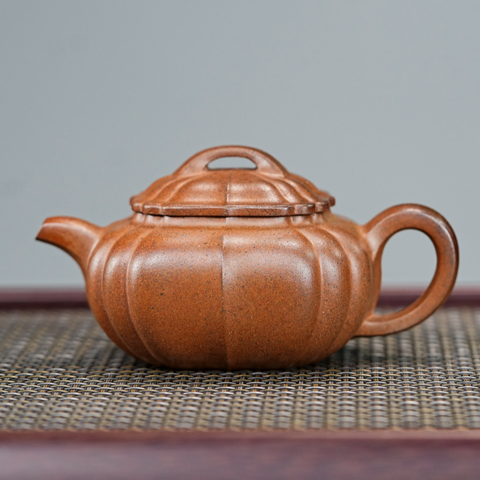 宜兴原矿紫砂壶 原矿龙窑柴烧黑墩头 筋纹锦玉壶 紫砂壶