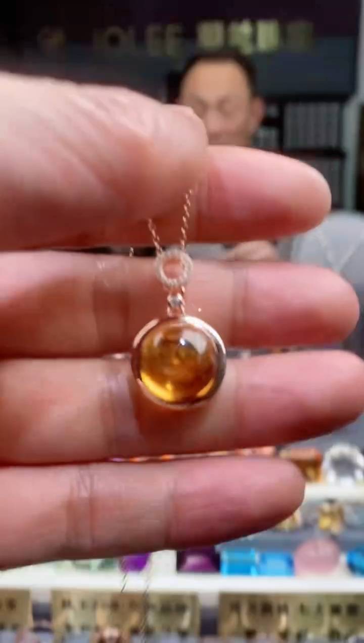 【闪购商品】黄晶吊坠银S925镶嵌黄晶吊坠