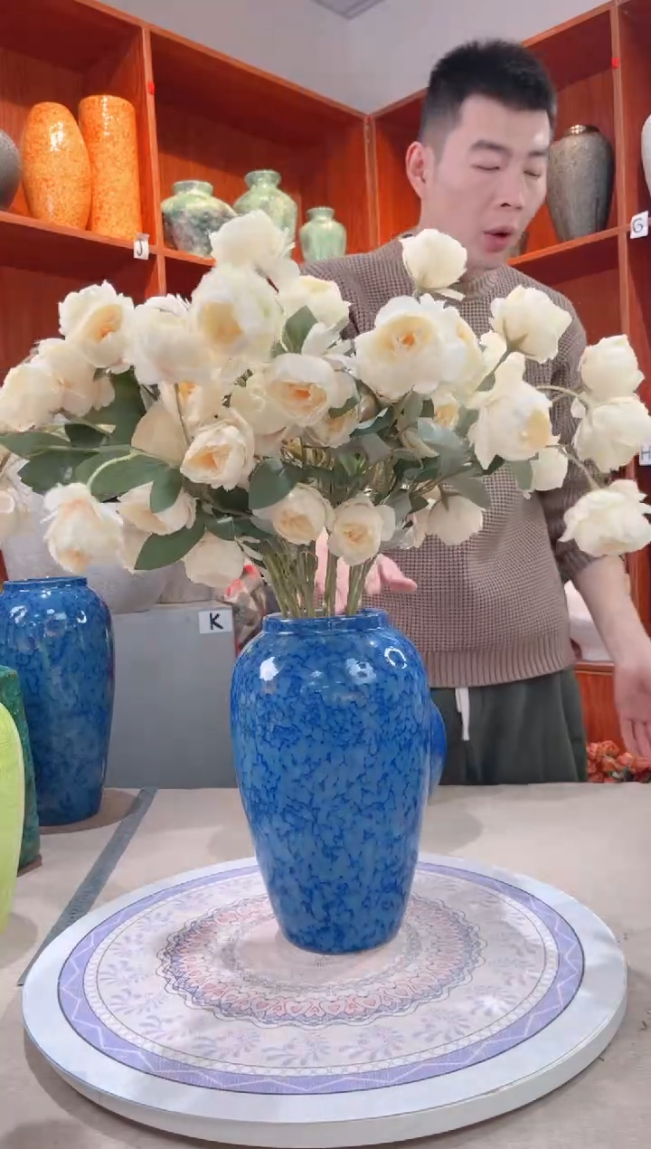 【闪购商品】瓶新品蓝 中号 陶瓷花瓶 无花