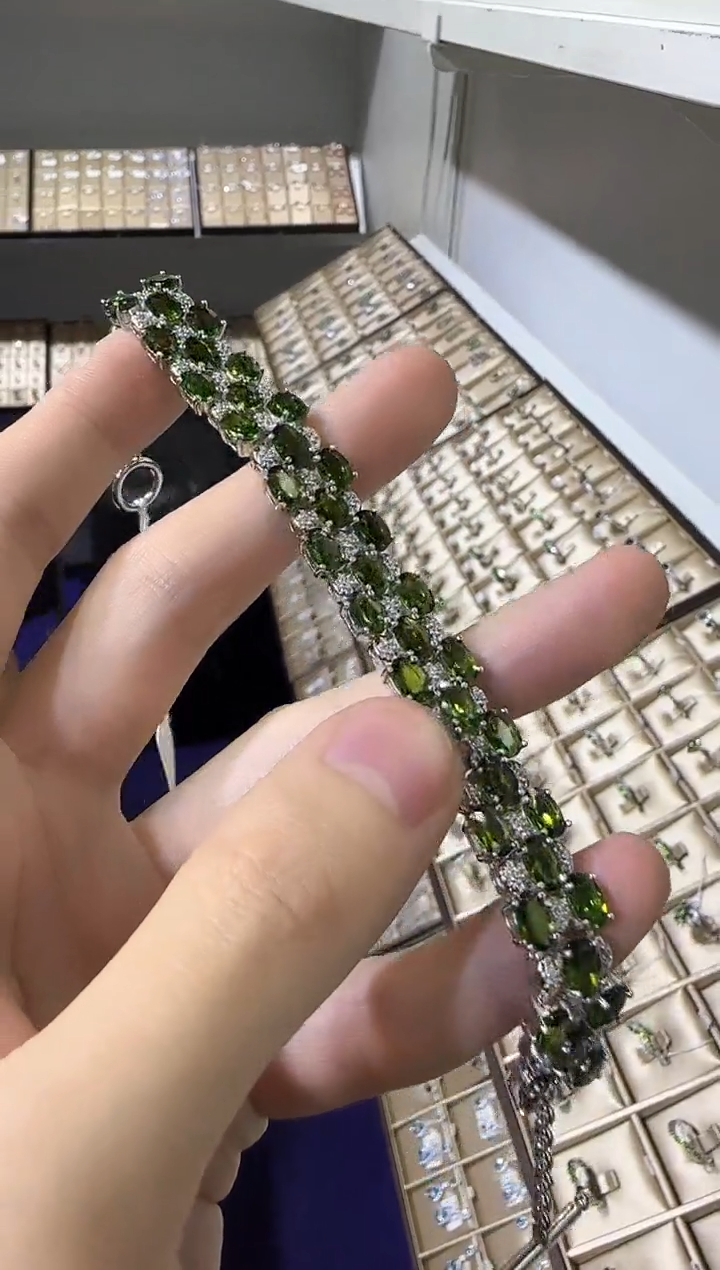 【闪购商品】透辉石手链银S925镶嵌设计款
