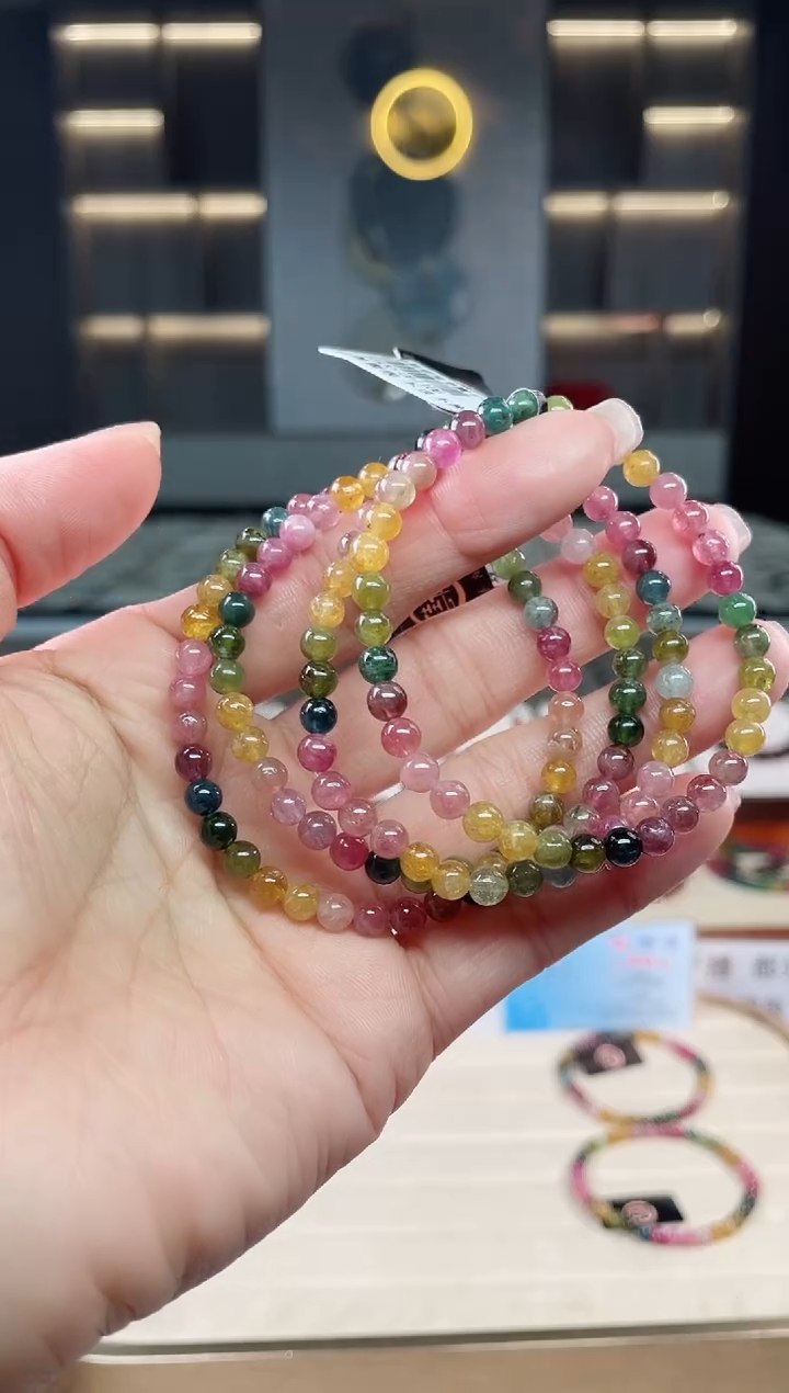未镶嵌老矿碧玺彩虹单圈手串5mm+碧玺多样性发一条 T
