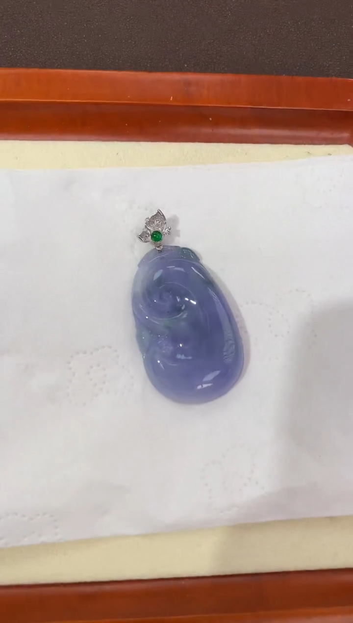 【闪购商品】翡翠颈饰18K金镶嵌天然缅甸a货翡翠