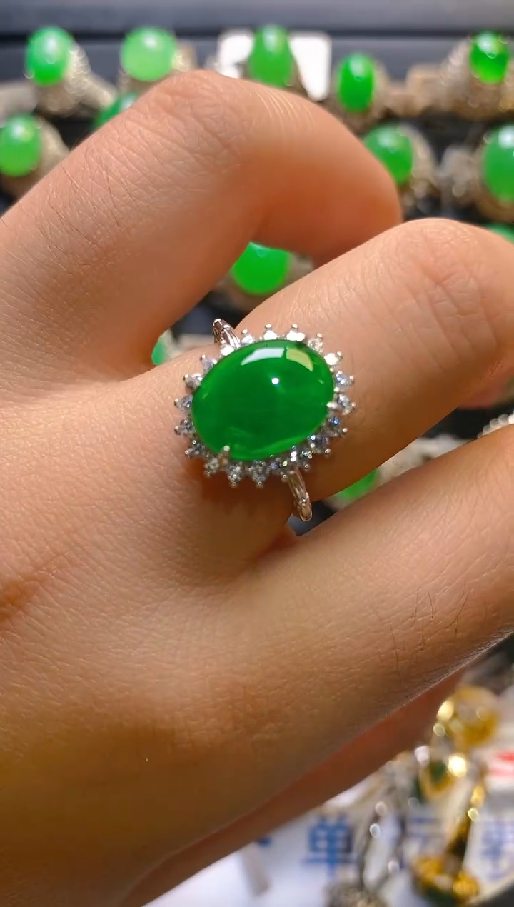 【闪购商品】翡翠银S925镶嵌耳饰天然A货翡翠1