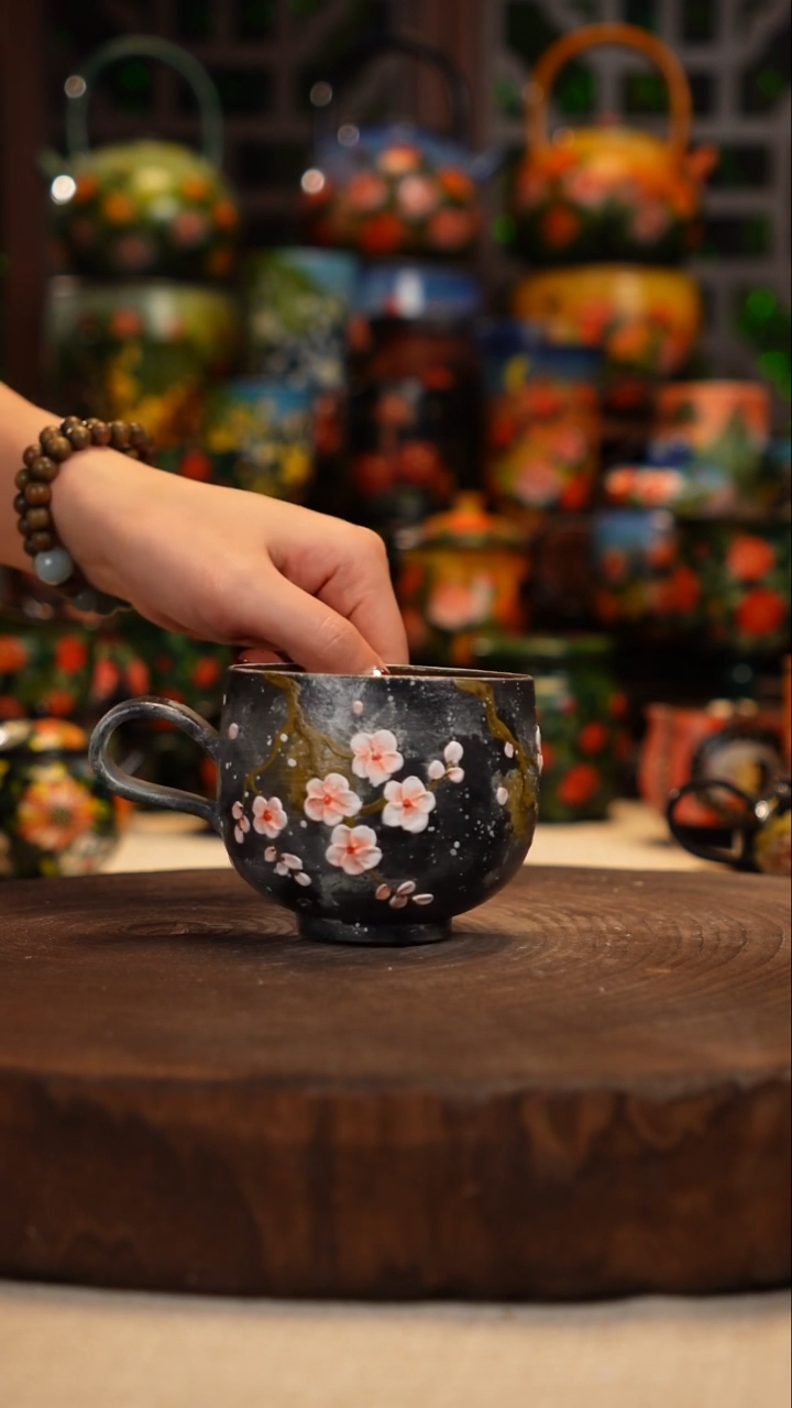 紫砂油画釉下彩手绘