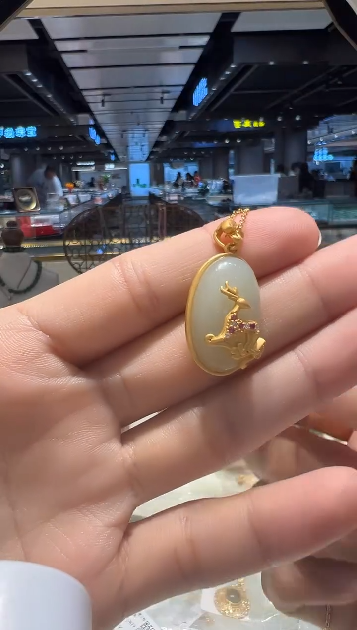 【闪购商品】和田玉颈饰银S925镀金镶嵌@@1