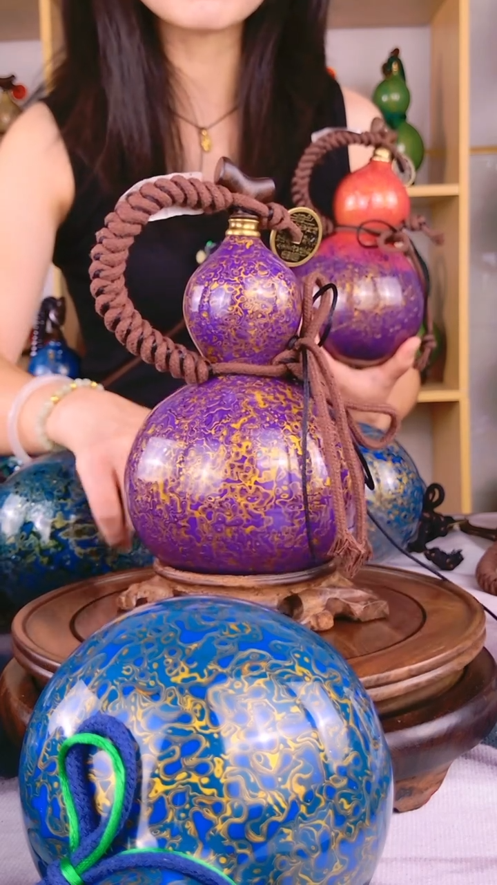 0398大漆酒葫芦，葫芦与福禄双丰收