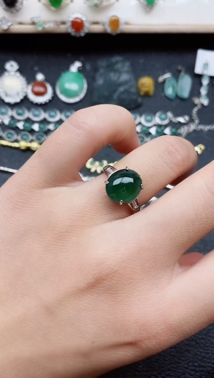 【闪购商品】翡翠戒指银S925镶嵌11111