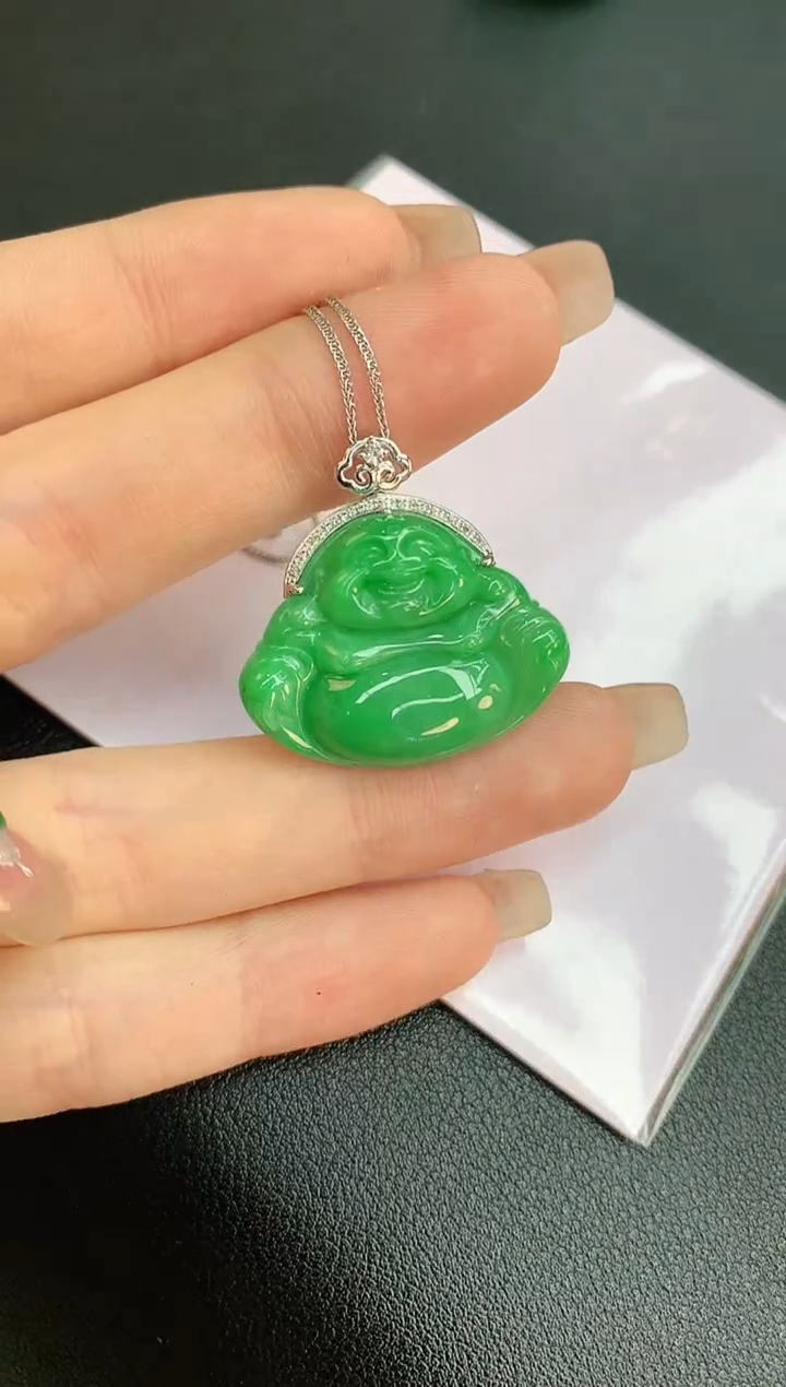 【闪购商品】翡翠颈饰18K金镶嵌赠礼盒证书 珍珍