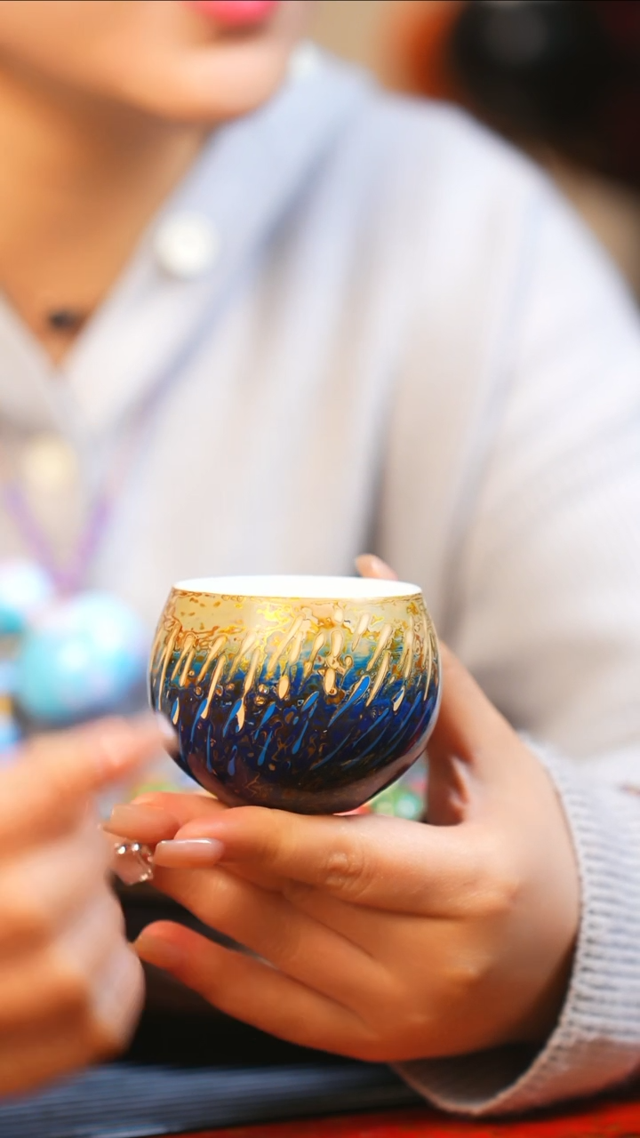 【闪购商品】JW132大师姐臻选大漆蓝白主人杯