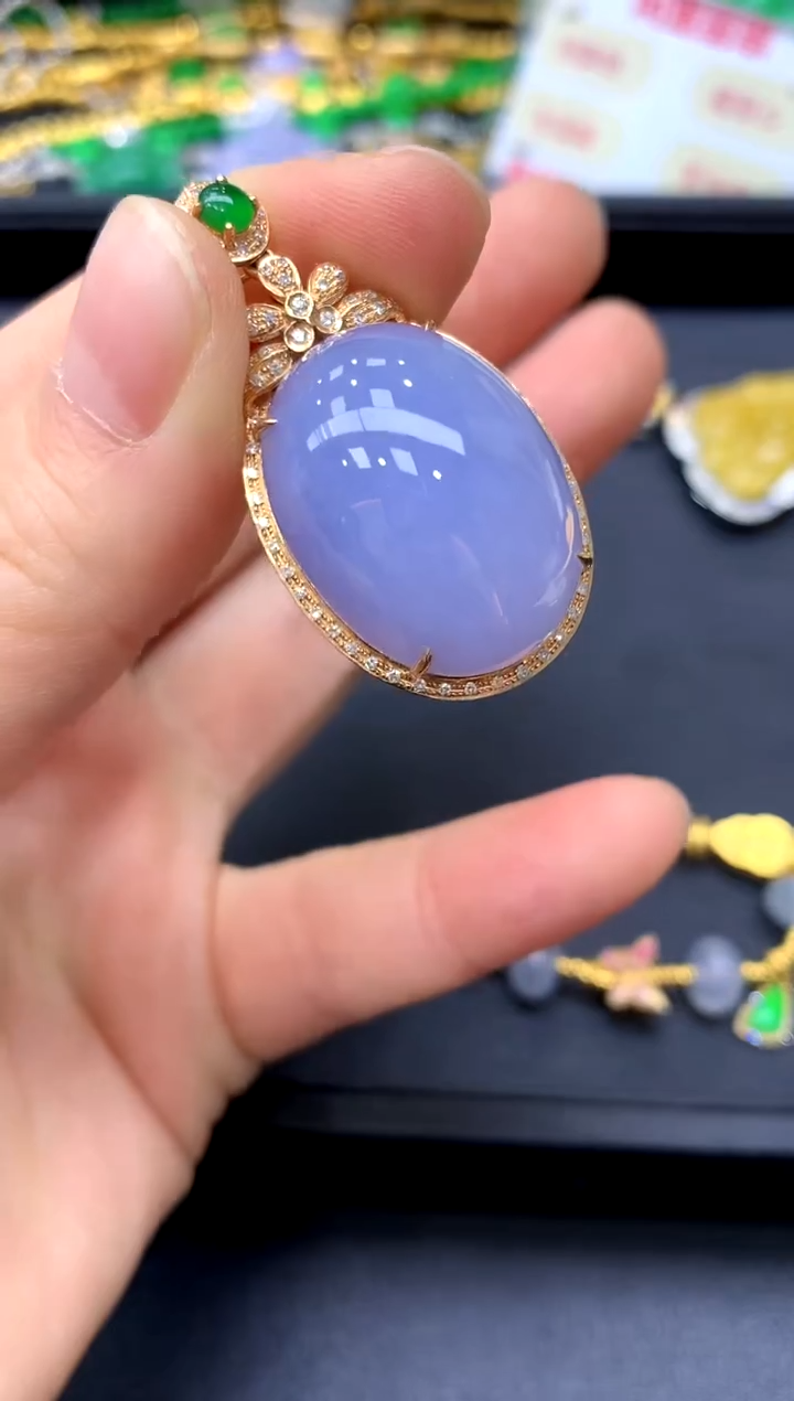 颈饰18K金镶嵌翡翠381-中国好珍宝