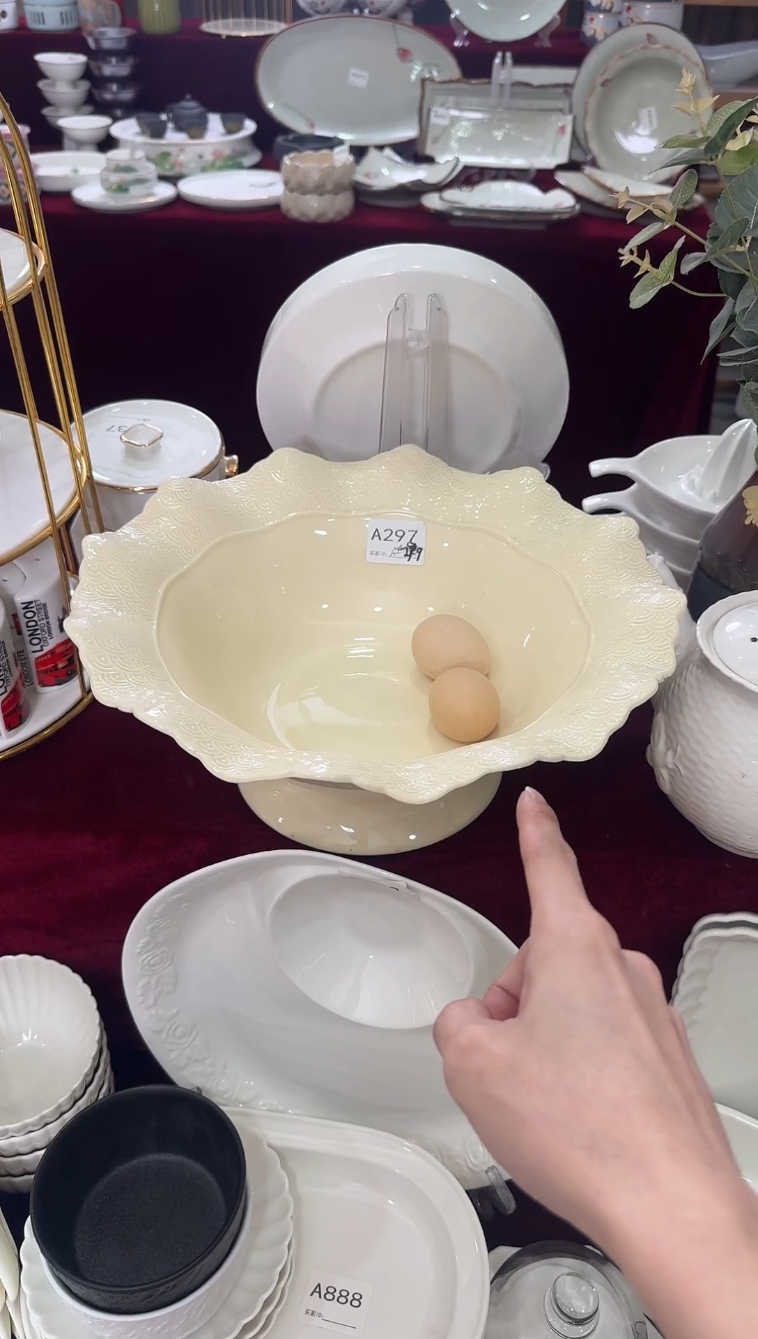 摆件陶微瑕 13英寸高脚果盘