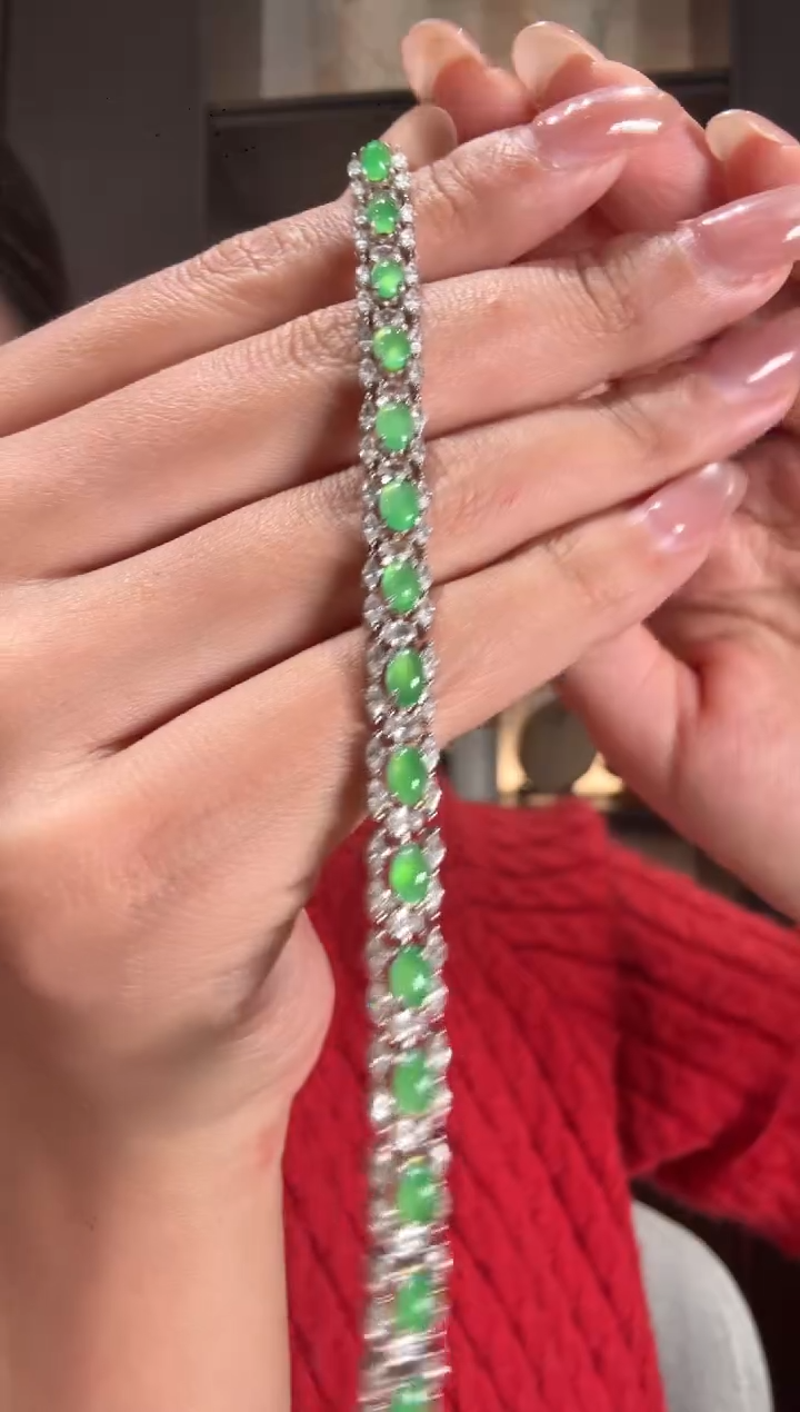 银S925镶嵌手链翡翠65