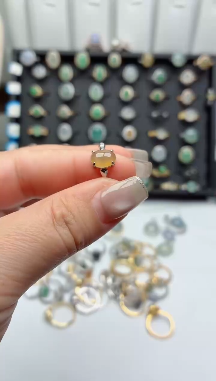 银S925镶嵌戒指翡翠.