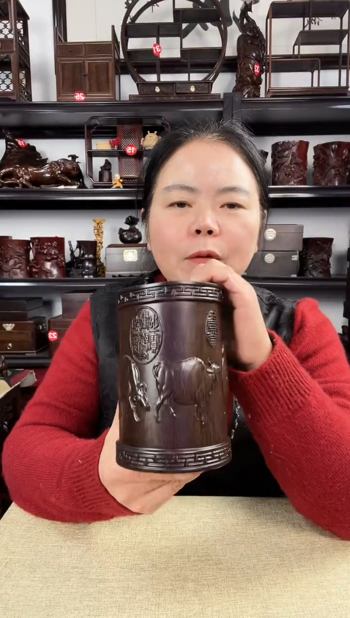 木大牛笔筒老李红木工艺品
