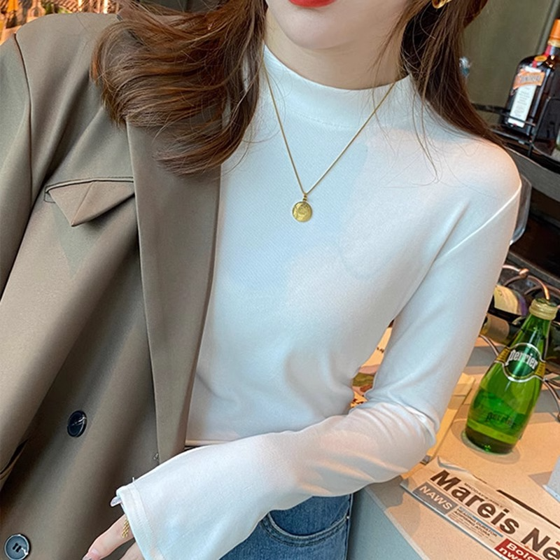 佐朗格奴【两件装】气质显瘦修身立领针织打底衫长袖半高领女生内搭