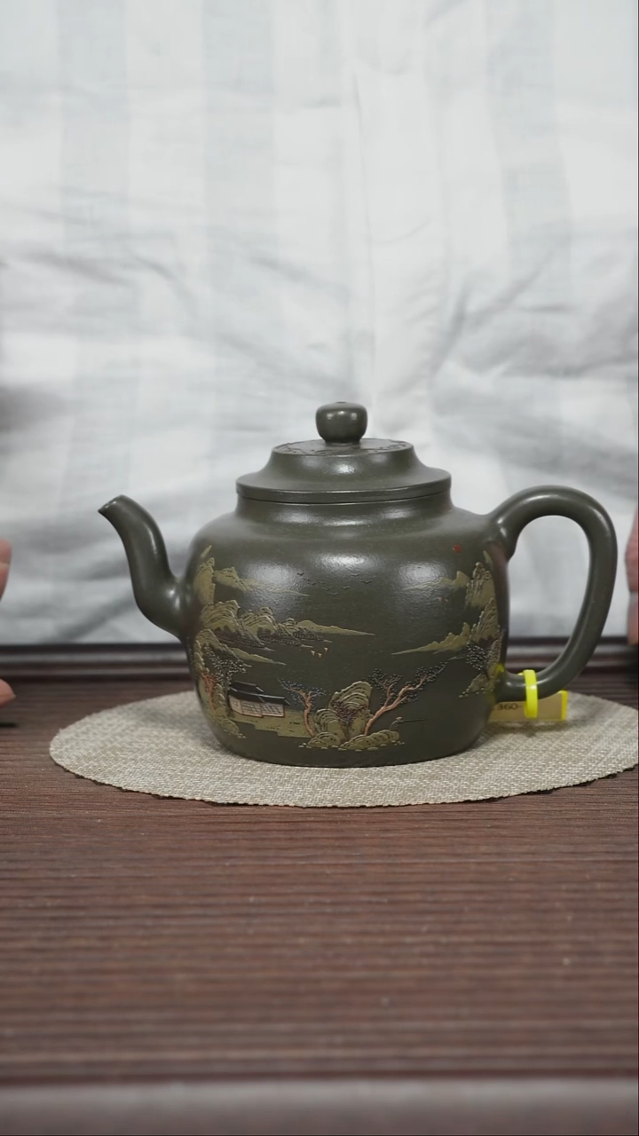 茶壶紫砂T360 早期绿泥 宫灯 320cc