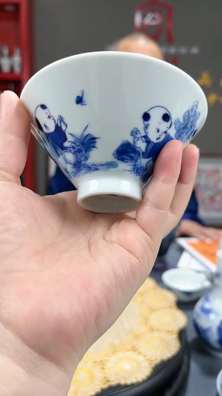 【闪购商品】官窑瓷画院781官窑瓷画院童子斗笠杯