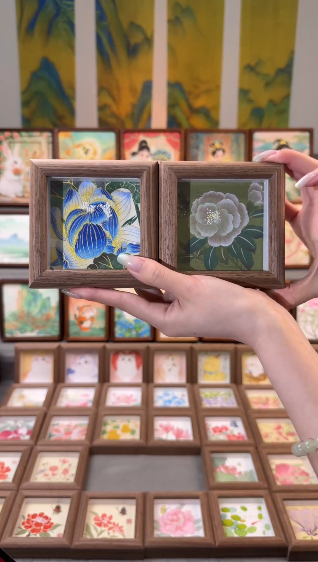 国画重彩蓝莲 白山茶 一组11