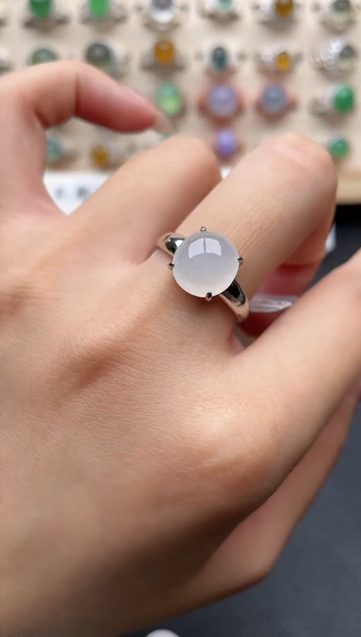 【闪购商品】翡翠戒指银S925镶嵌一物一证一礼盒