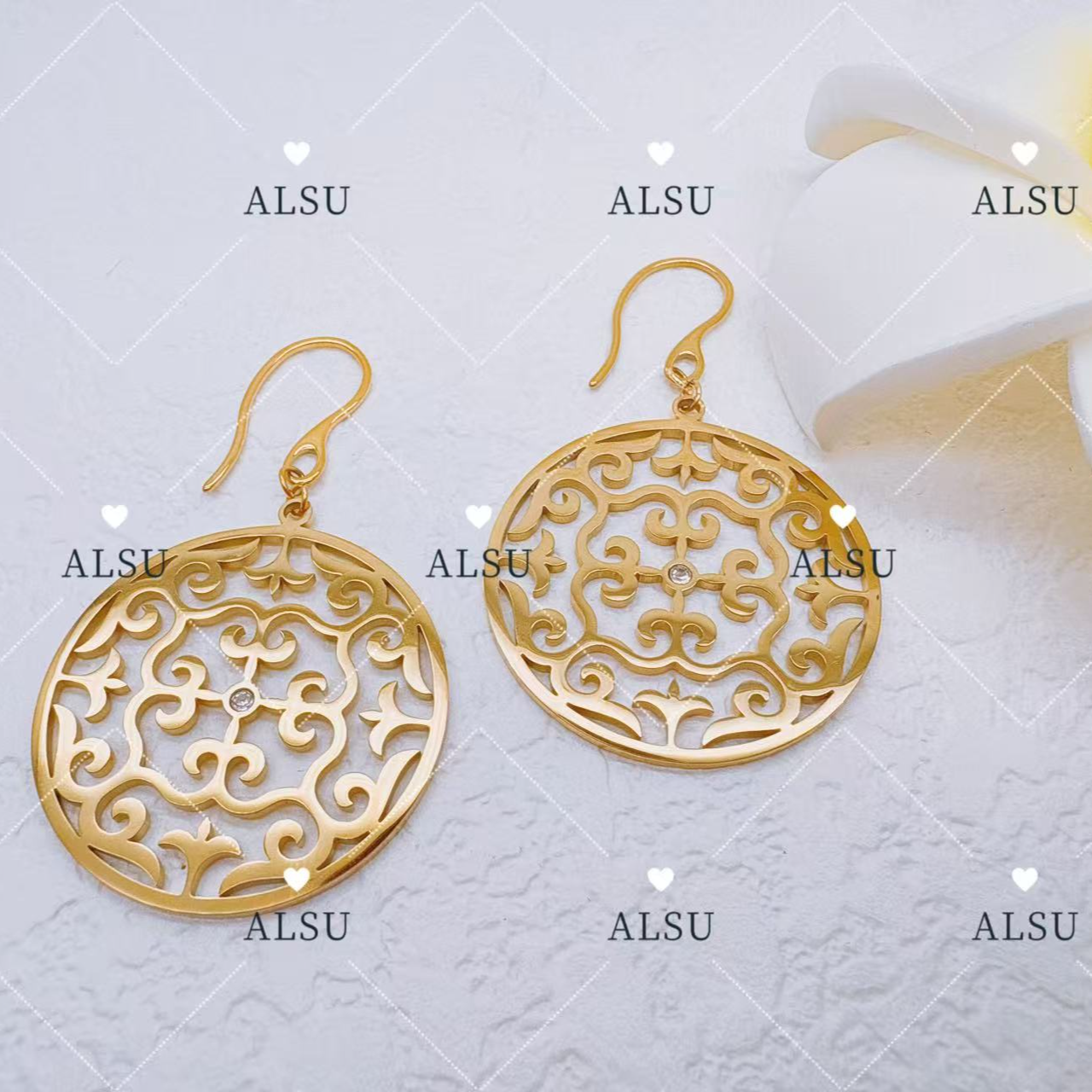 合金锆石耳饰 ALSU原创经典民族风耳环时尚气质轻奢设计师复古