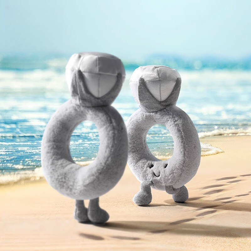 英国jelly趣味钻石戒指毛绒玩具安抚玩偶情人节礼物520礼物