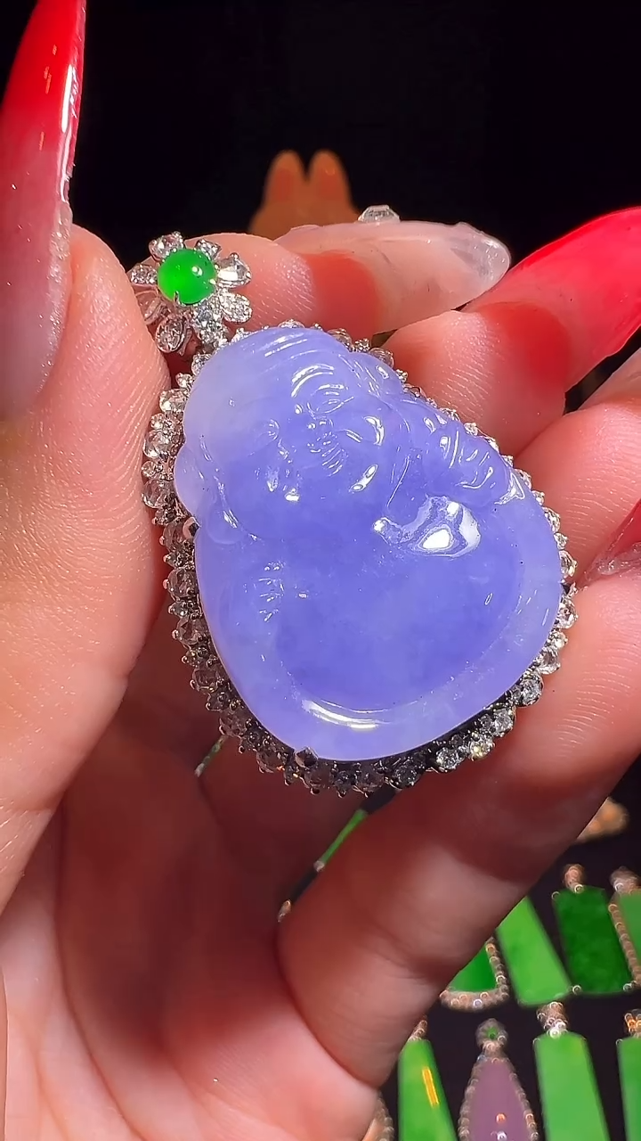 吊坠(不含链)18K金镶嵌翡翠吊坠