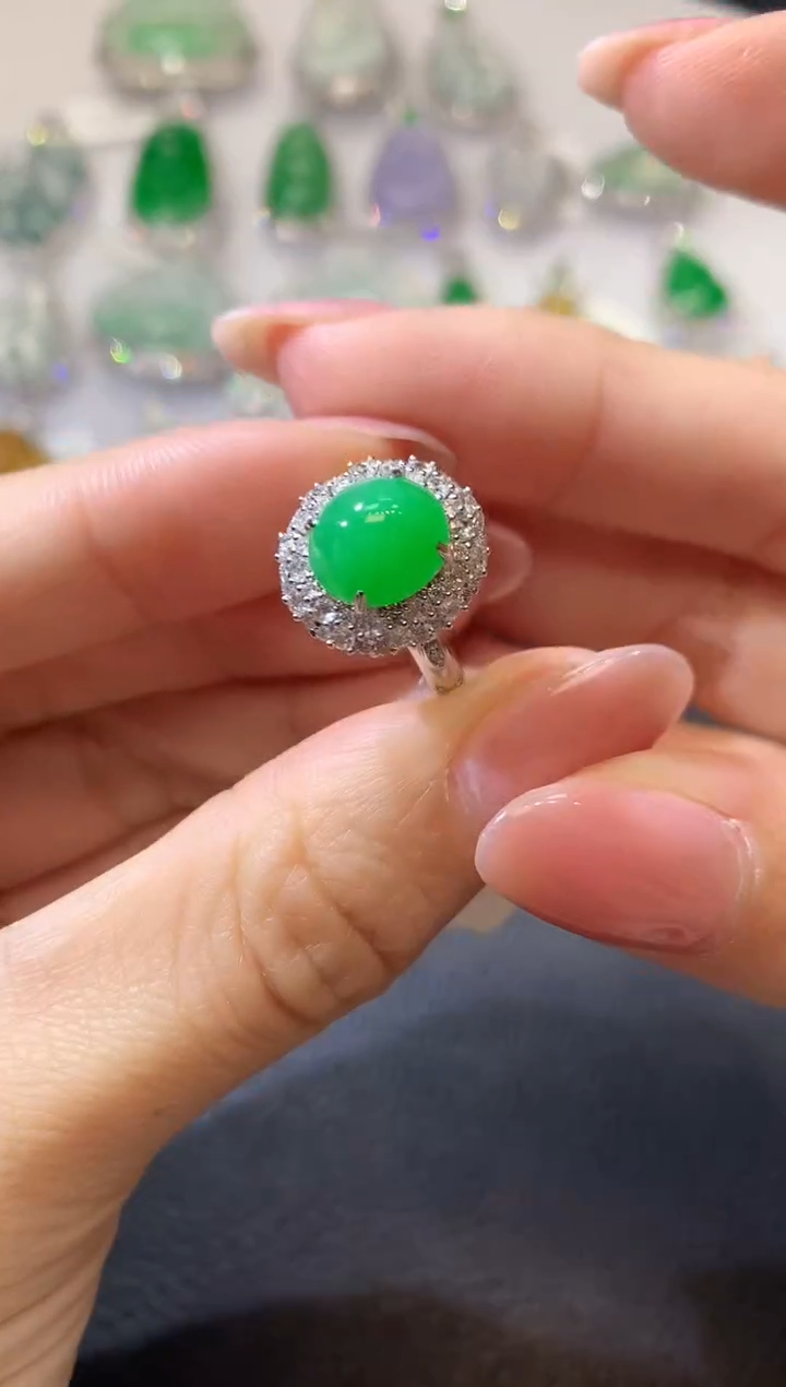 【闪购商品】翡翠戒指18K金镶嵌C43一件