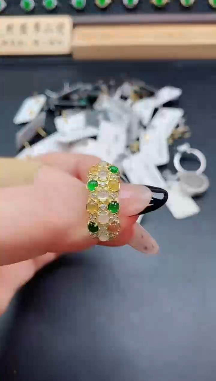 银S925镶嵌戒指翡翠1