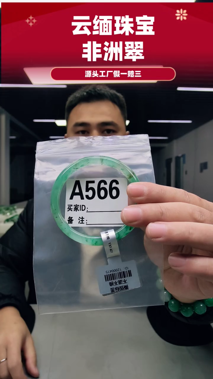 未镶嵌手镯石英质玉（非洲翠）60圈口A566