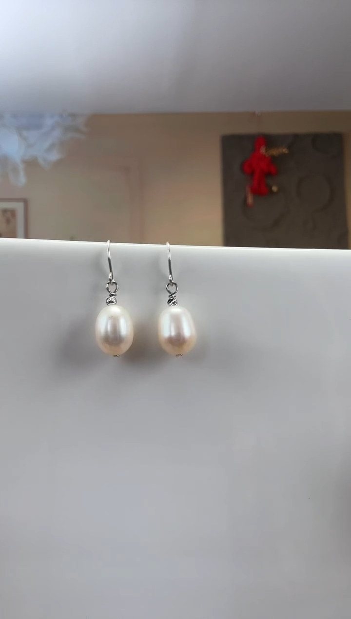 【闪购商品】淡水珍珠耳饰银S925镶嵌卡8珍珠耳钩