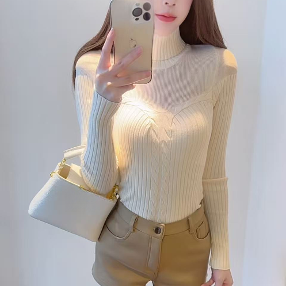 2800 麻花高领纯欲毛衣 衣长52cm