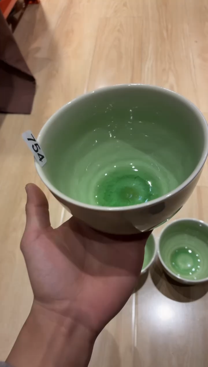 瓷片珊754绿心长相思碗1个