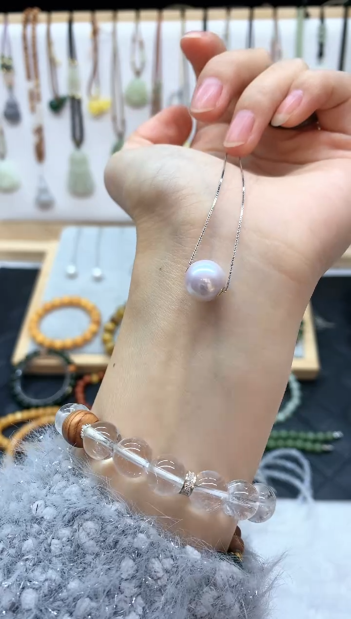 颈饰银S925镶嵌淡水珍珠摇****子dz 4