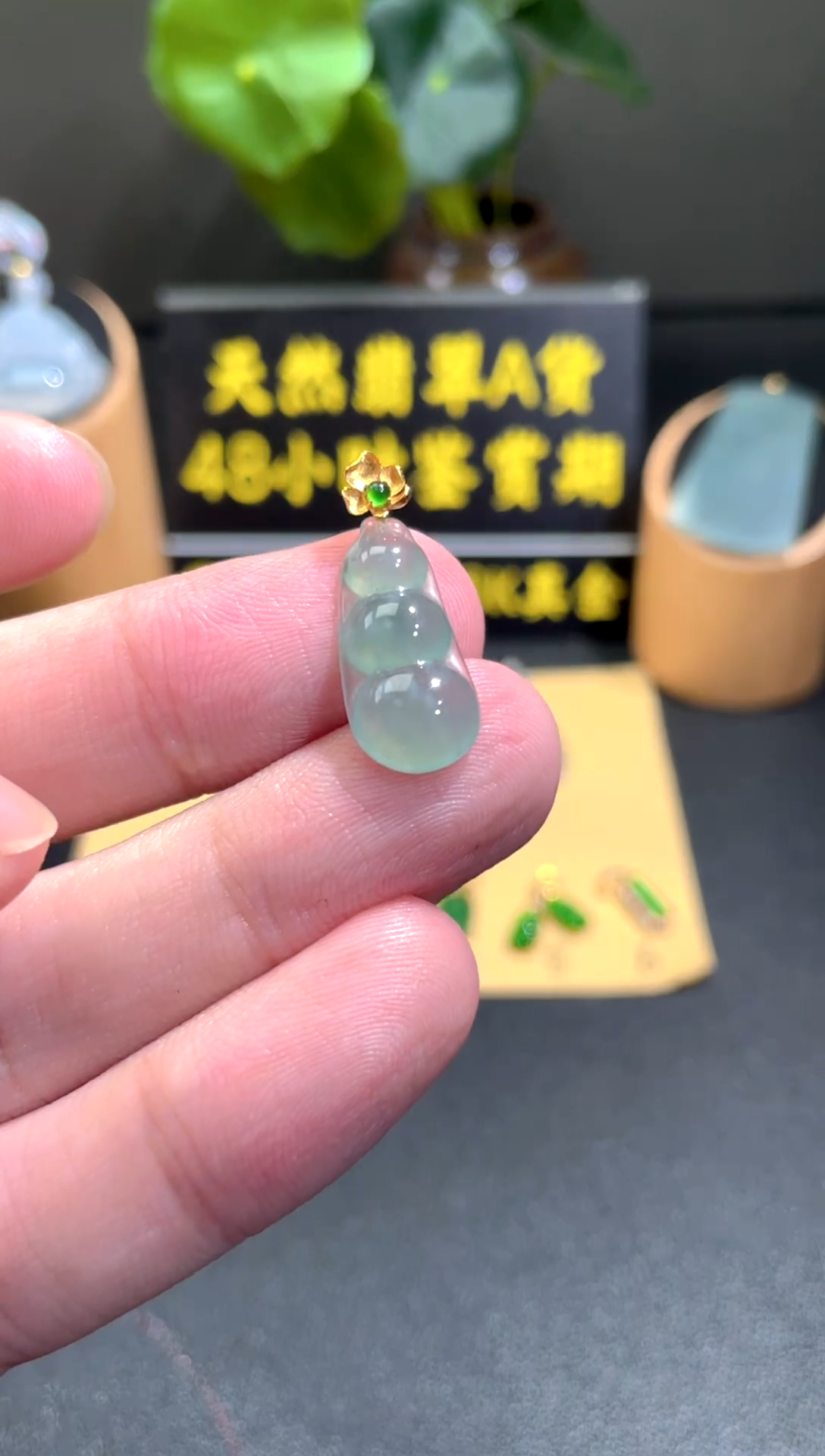 颈饰18K金镶嵌翡翠翡翠A货