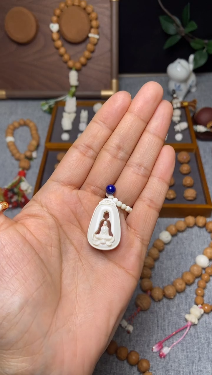 吊坠猛犸象牙?****?光影无相佛+青金