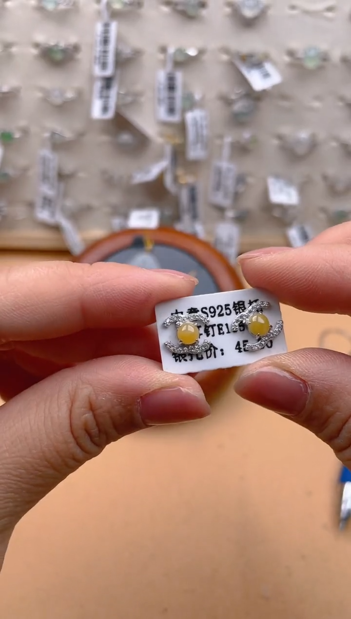 【闪购商品】翡翠耳饰银S925镶嵌111111