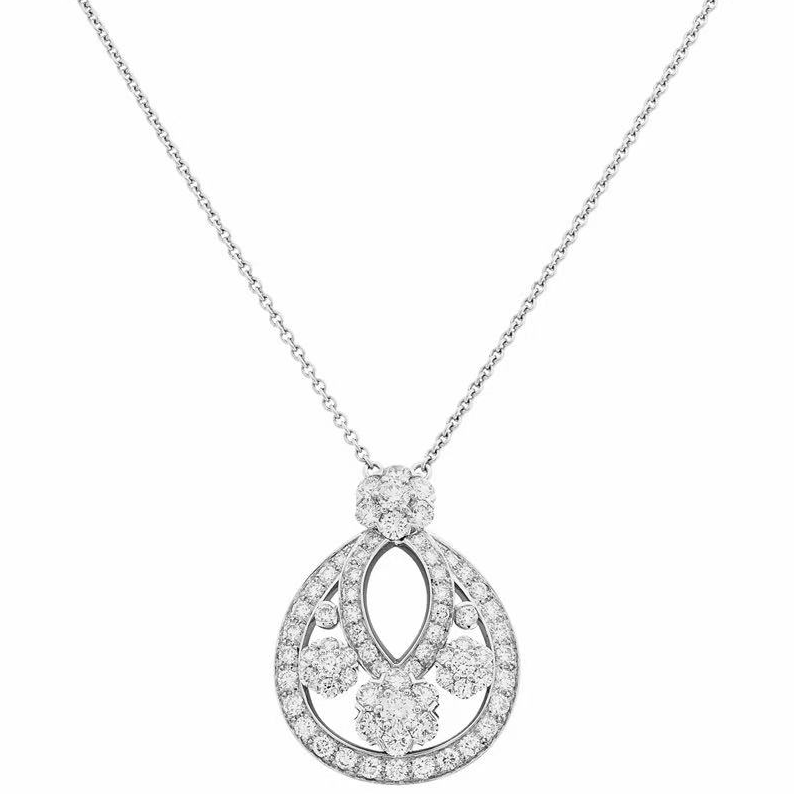 18K金满钻水滴雪花项链 CZ (定制品质48小时鉴赏期)