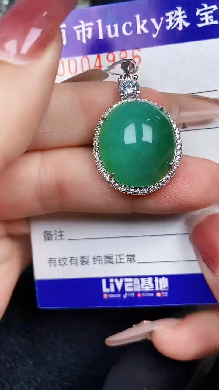 颈饰银S925镶嵌翡翠4986