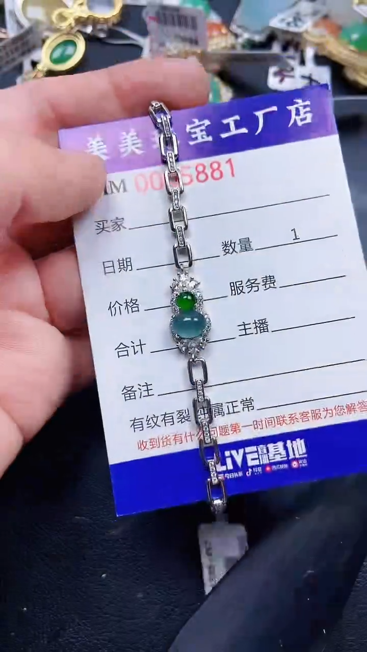 颈饰银S925镶嵌翡翠5881