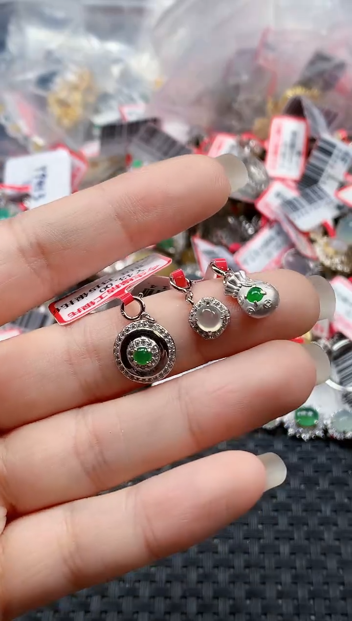 银S925镶嵌戒指翡翠天然A货缅甸翡翠