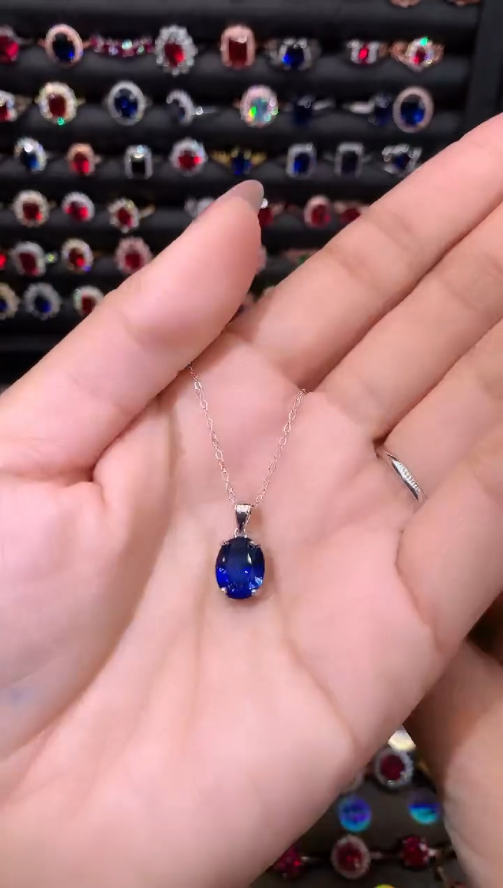 【闪购商品】蓝宝石吊坠(赠链)银S925镶嵌810