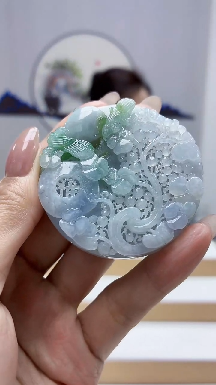 未镶嵌定制翡翠5160MM-毛货挂件38