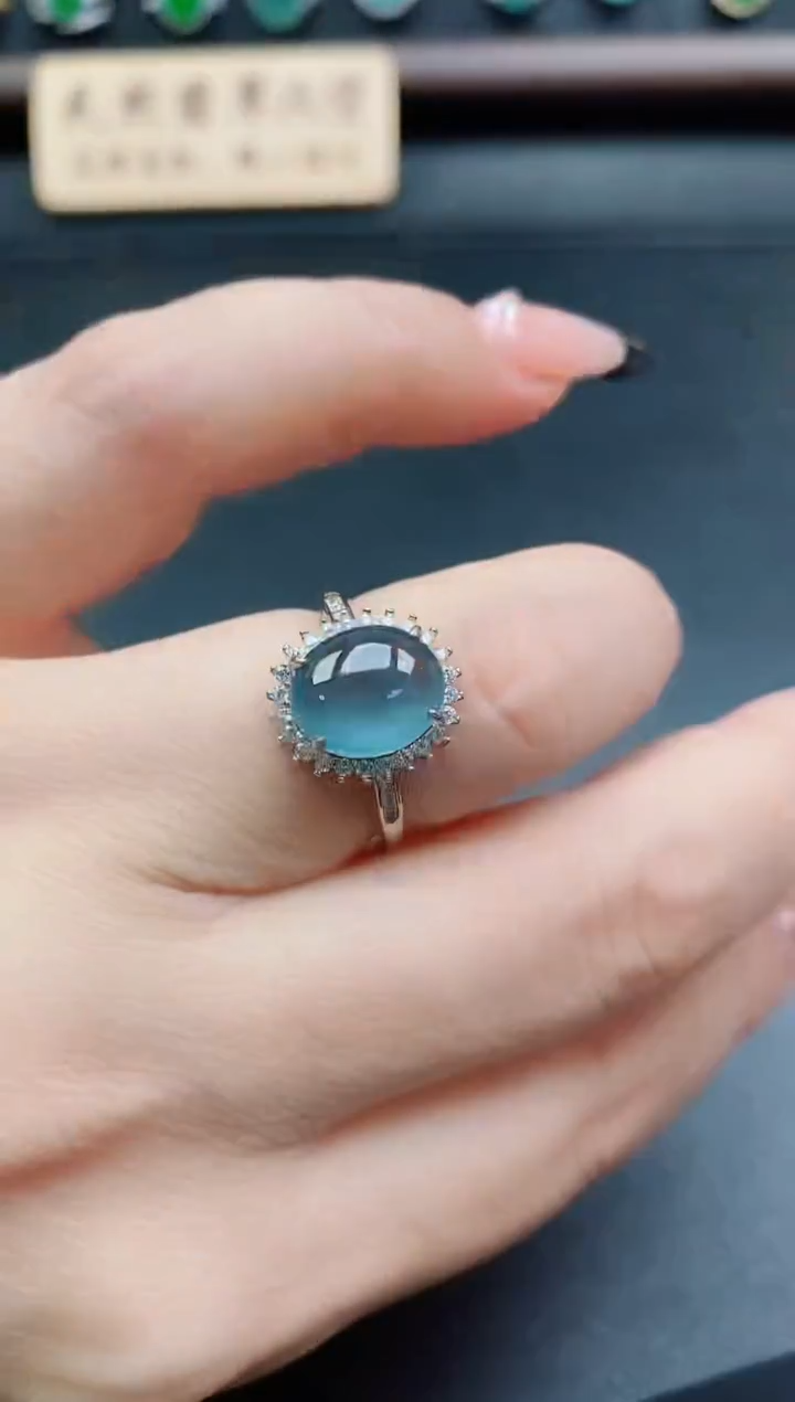 银S925镶嵌戒指翡翠1