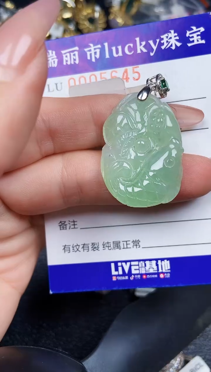 翡翠银S925镶嵌颈饰5645