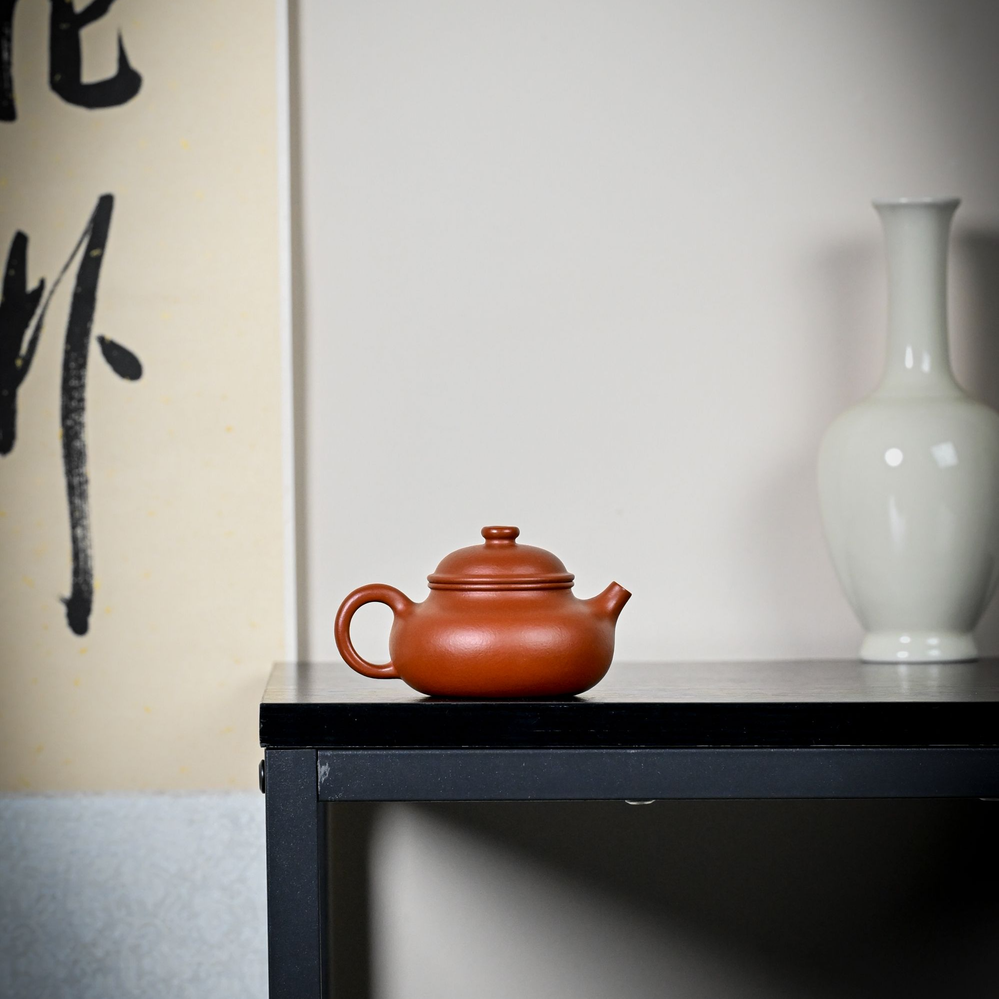 【朱泥·纽扣钮容天】老林出品宜兴原矿朱泥精工纽扣壶纽容天130cc