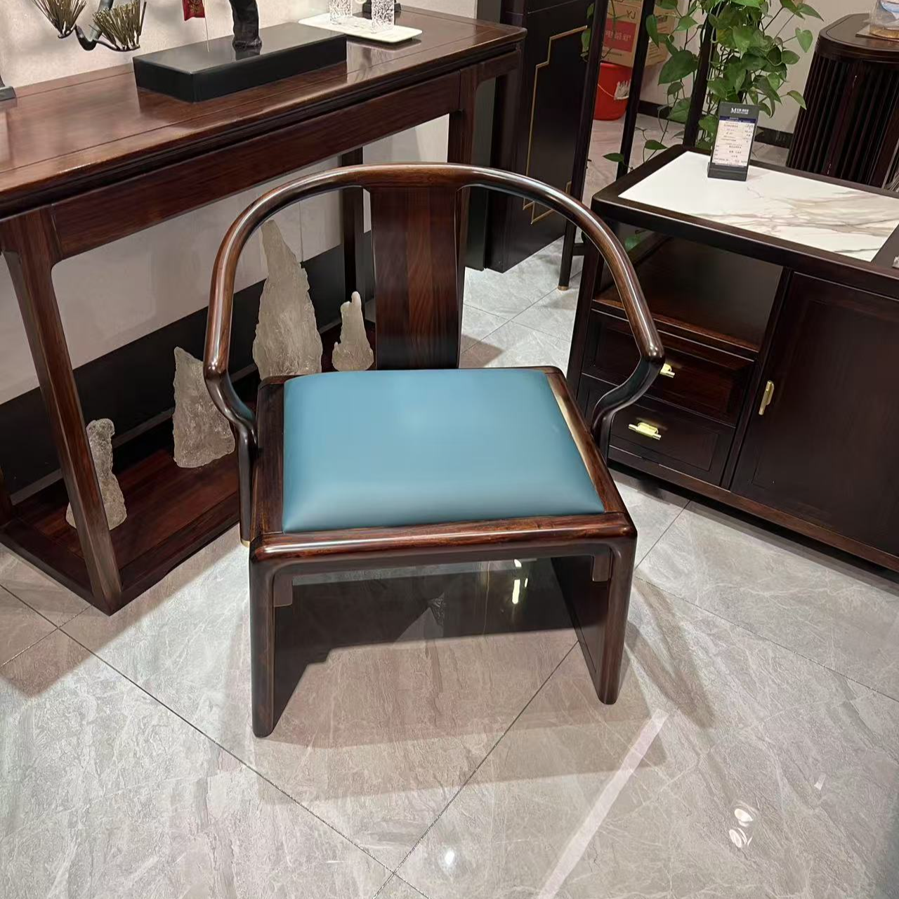 茶椅---书椅--休闲椅---餐椅--黑檀全实木时尚轻奢新中式椅