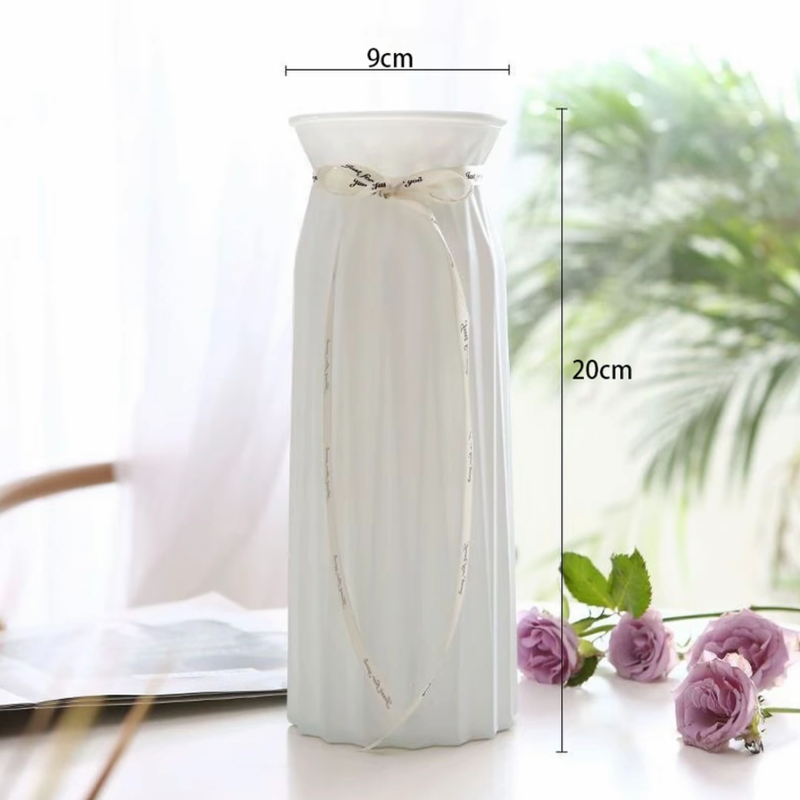 【买一送一到手2个花瓶】简约仿陶瓷白色折纸塑料花瓶勿忘我专用