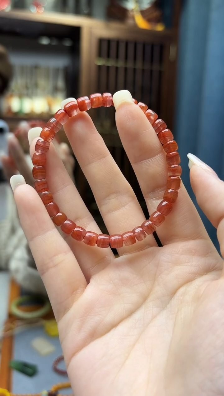 未镶嵌南红玛瑙车挂玛瑙直切手串6mmZD